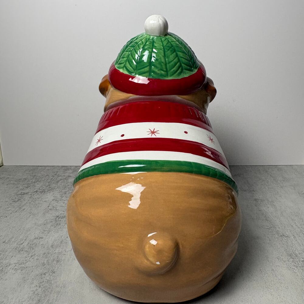 Sleigh Bell Bistro Holiday Hand-Painted Bulldog Ceramic Cookie Jar - Picture 6 of 16
